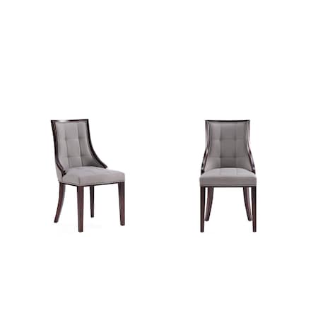 Manhattan Comfort Fifth Avenue Faux Leather Dining Chair Set of Two in Grey and Walnut DC008-GY